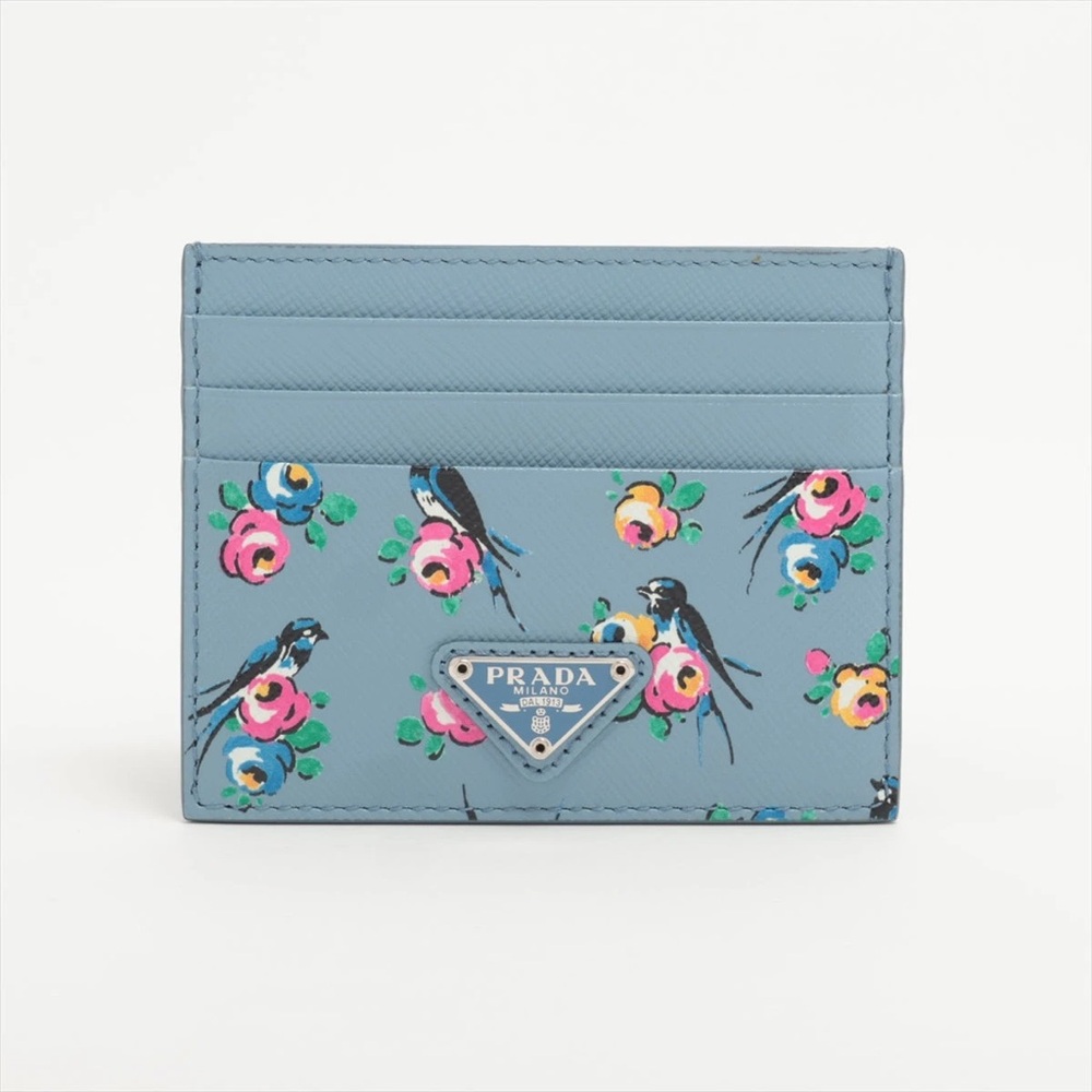Prada Light Blue Floral Card Holder